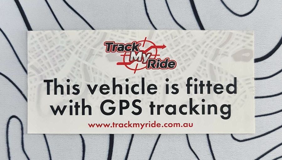 This vehicle is fitted with GPS tracking sticker